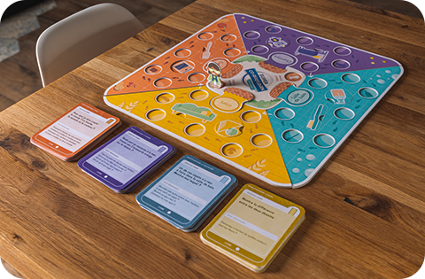 Jeu éducatif Super Co-quotidien, un jeu de plateau inclusif qui aide les enfants à développer leur autonomie dans les tâches du quotidien. Jeu pour enfant autiste